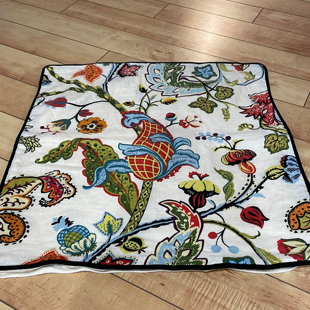 Niche Botanical Crewel Pillow Cover 24” X 24”